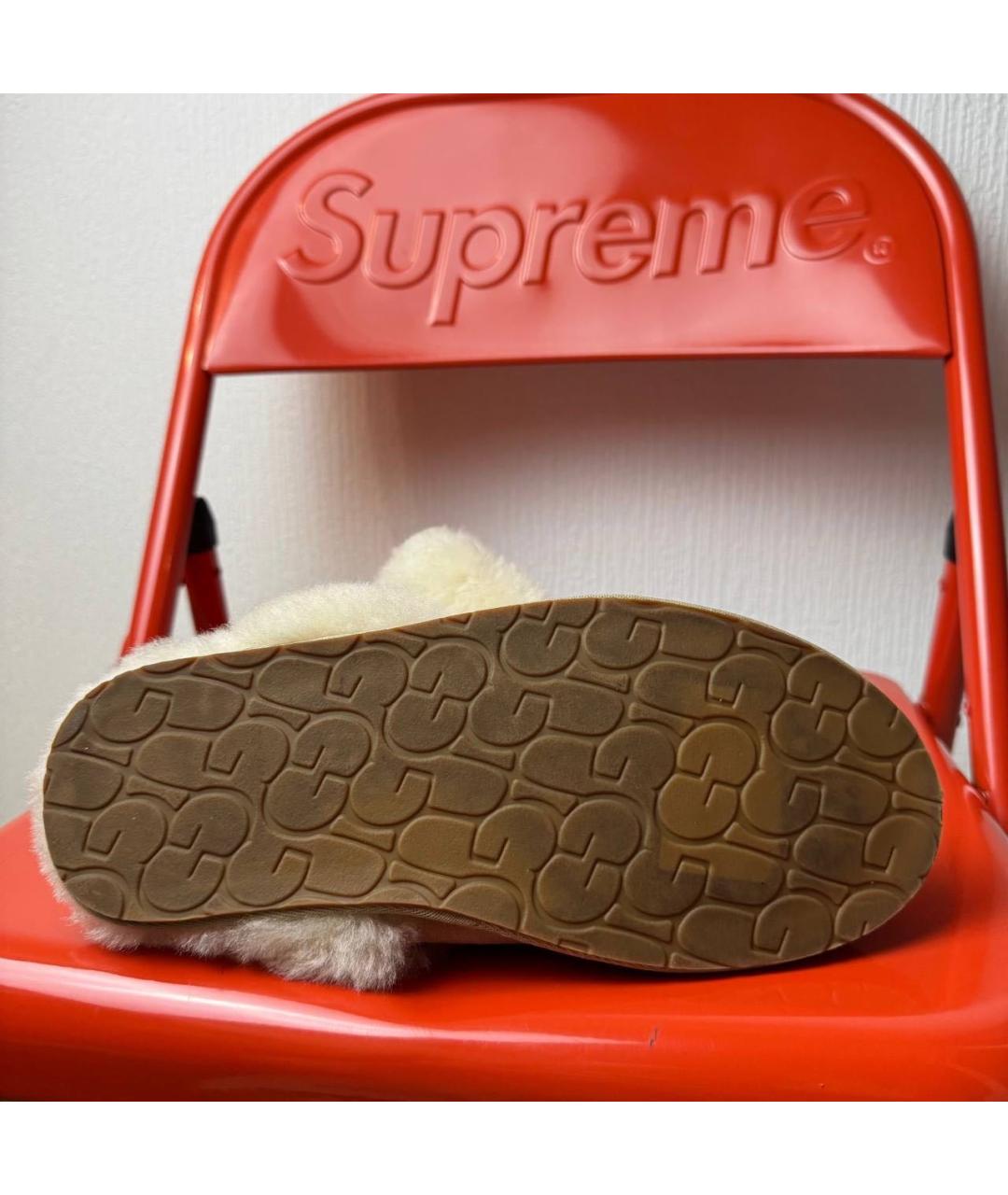 UGG AUSTRALIA Бежевые замшевые шлепанцы, фото 4