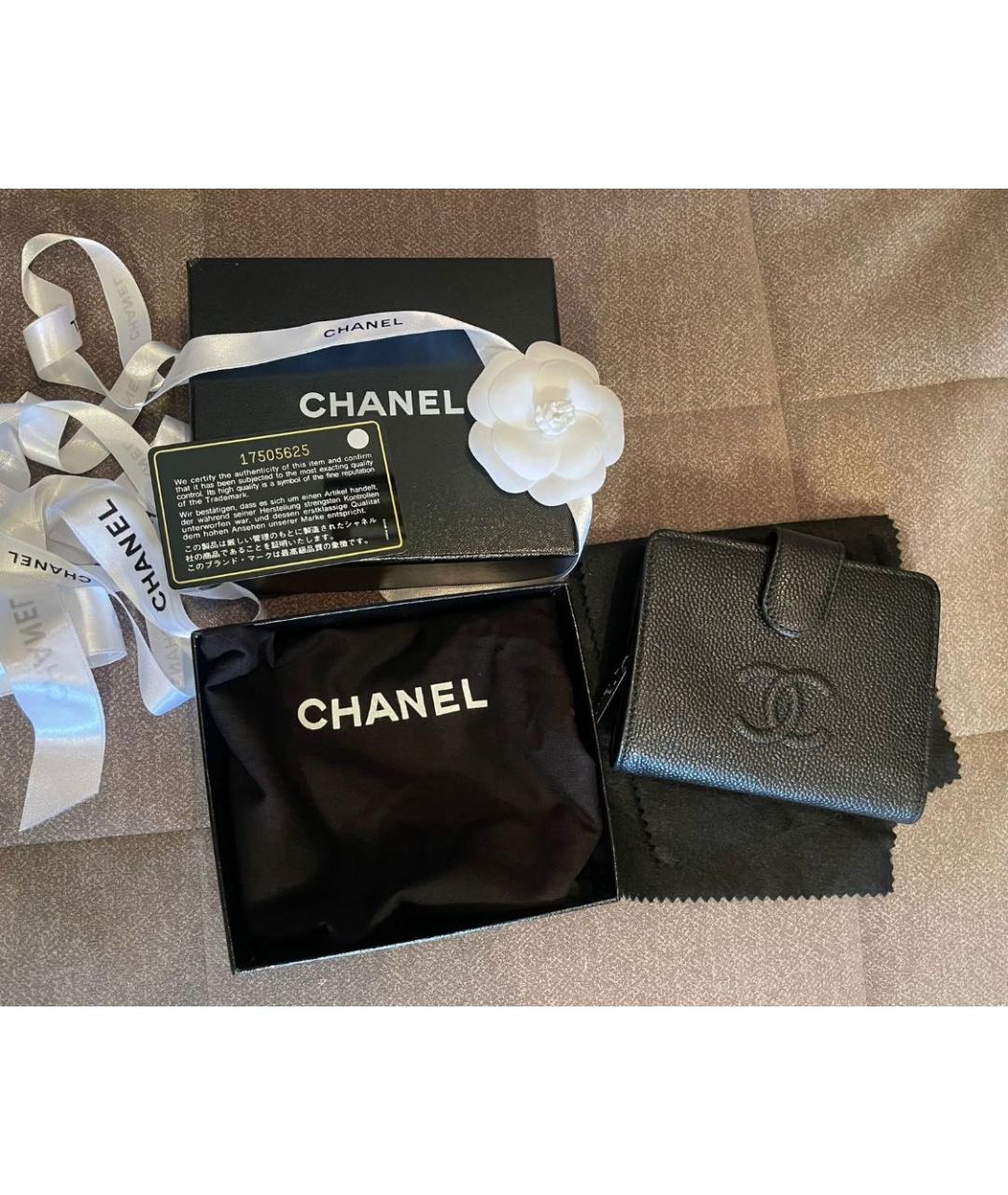 CHANEL Черный кожаный кошелек, фото 2