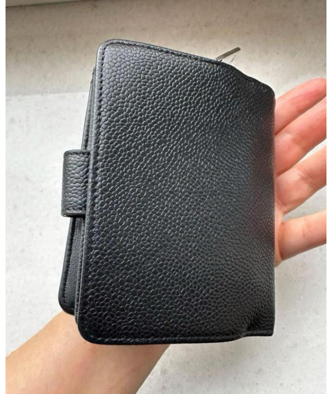 CHANEL Черный кожаный кошелек, фото 3