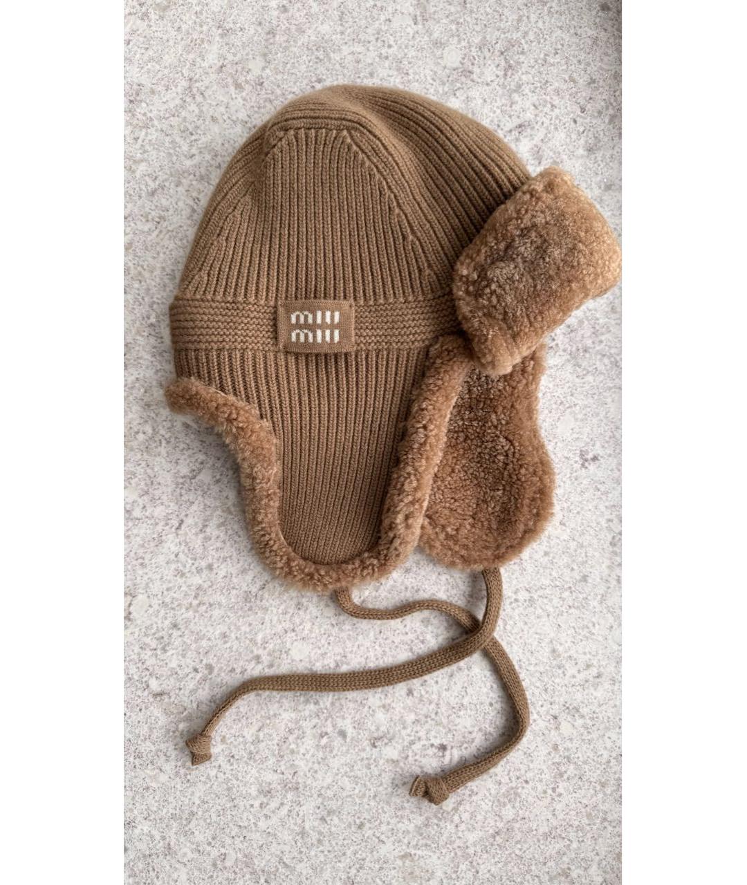 MIU MIU Коричневая шапка, фото 2