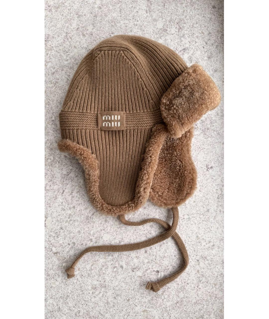 MIU MIU Коричневая шапка, фото 5