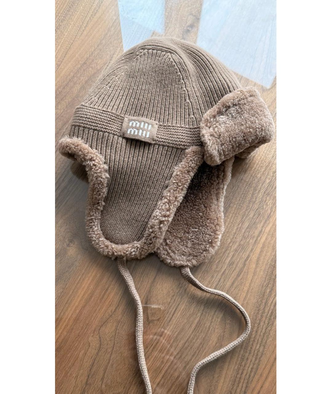 MIU MIU Коричневая шапка, фото 3