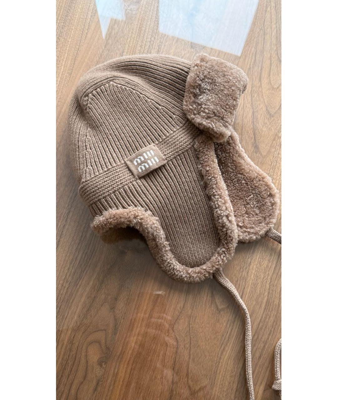 MIU MIU Коричневая шапка, фото 4
