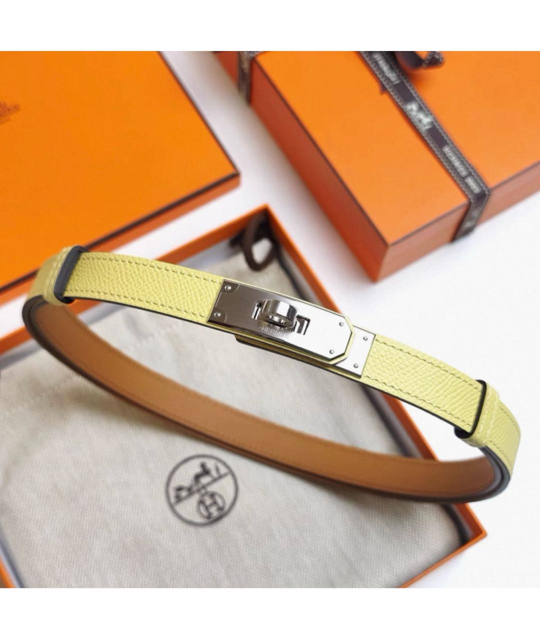 HERMES Желтый кожаный ремень, фото 2