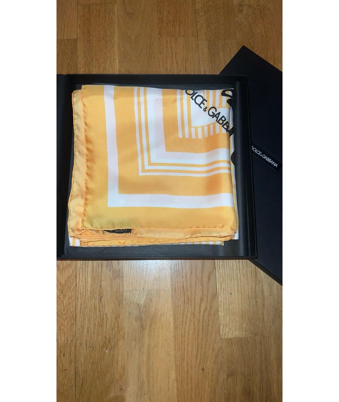 DOLCE&GABBANA Желтый шелковый платок, фото 4