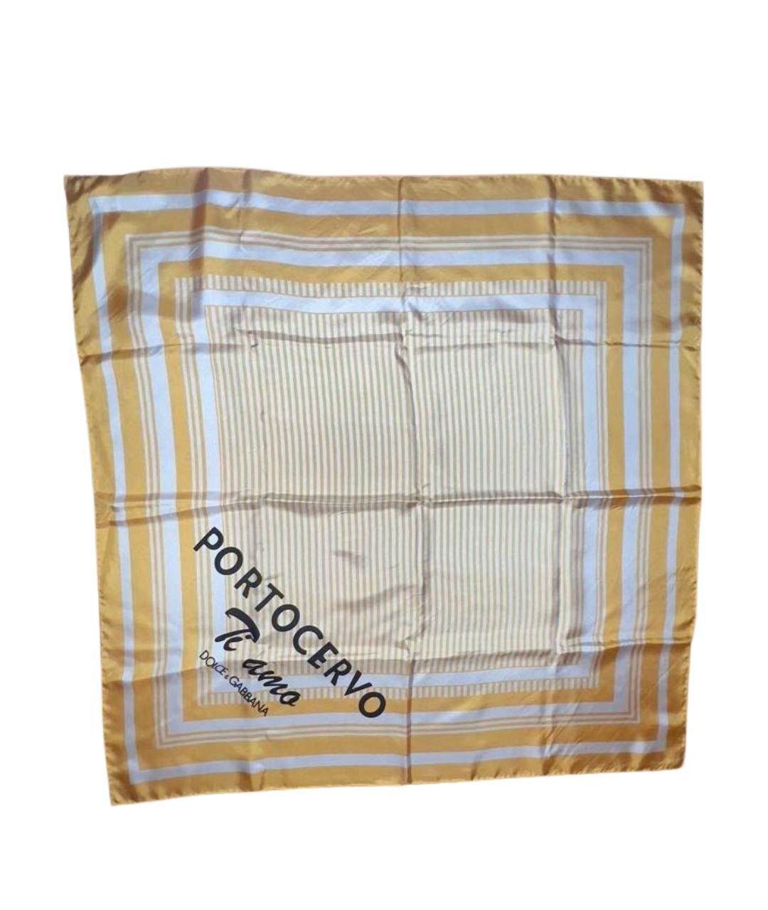 DOLCE&GABBANA Желтый шелковый платок, фото 1