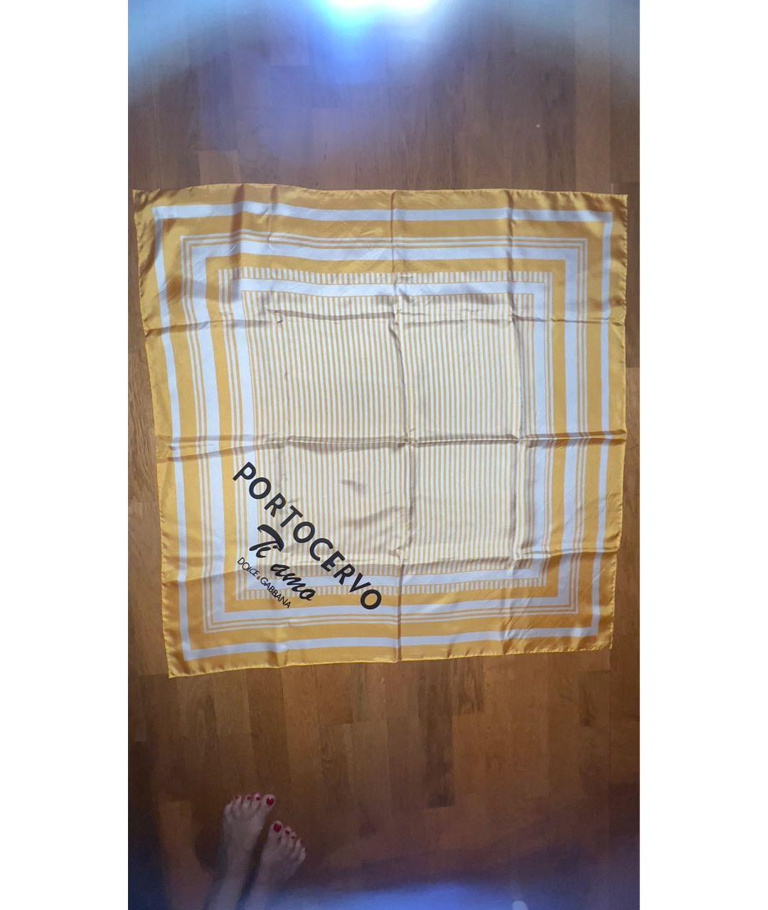 DOLCE&GABBANA Желтый шелковый платок, фото 8