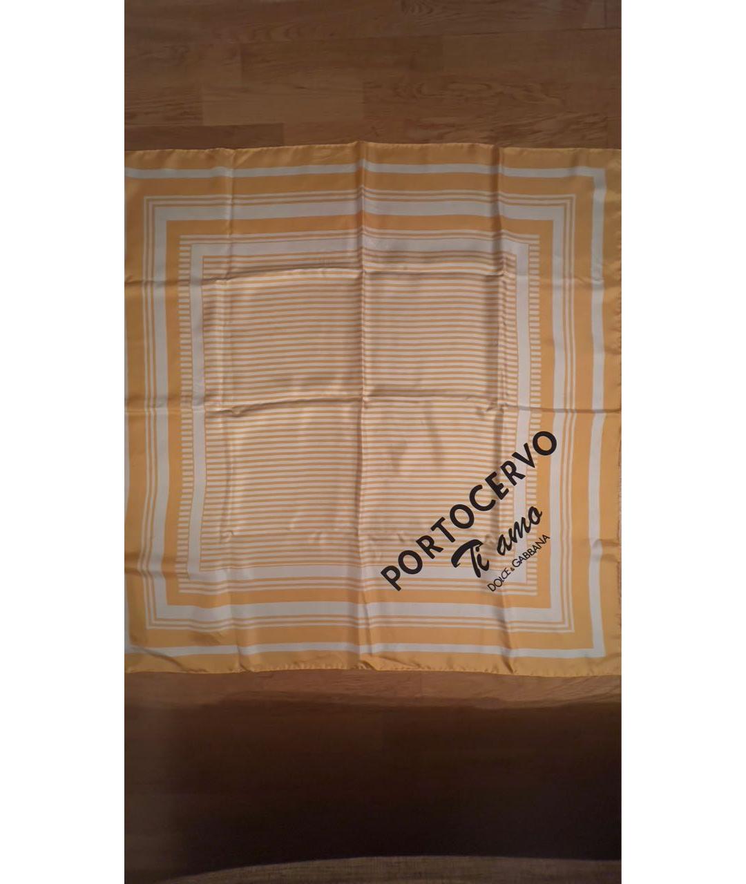 DOLCE&GABBANA Желтый шелковый платок, фото 7