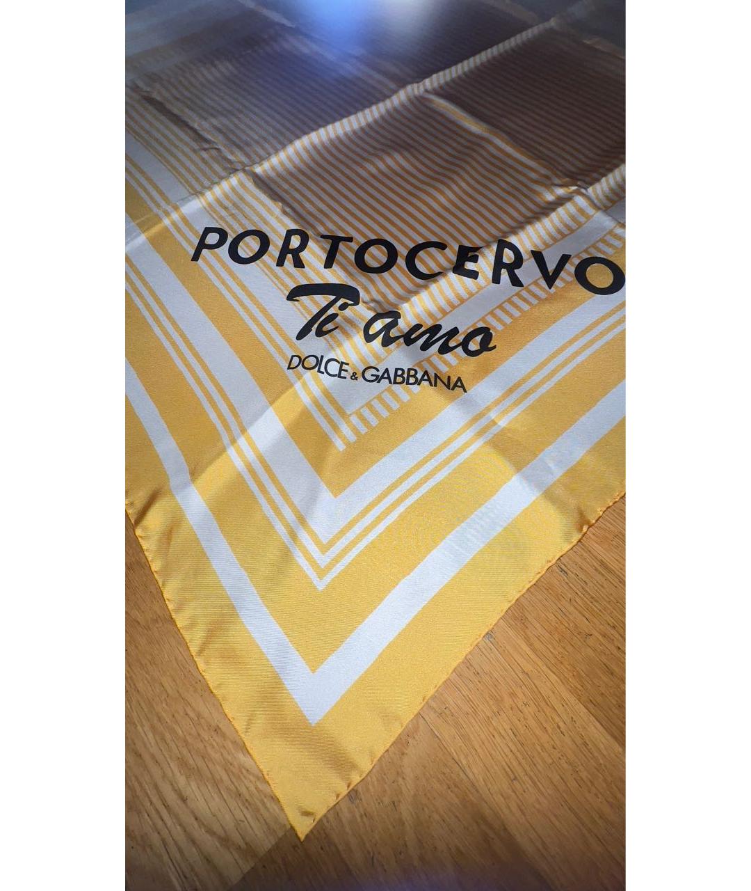 DOLCE&GABBANA Желтый шелковый платок, фото 2