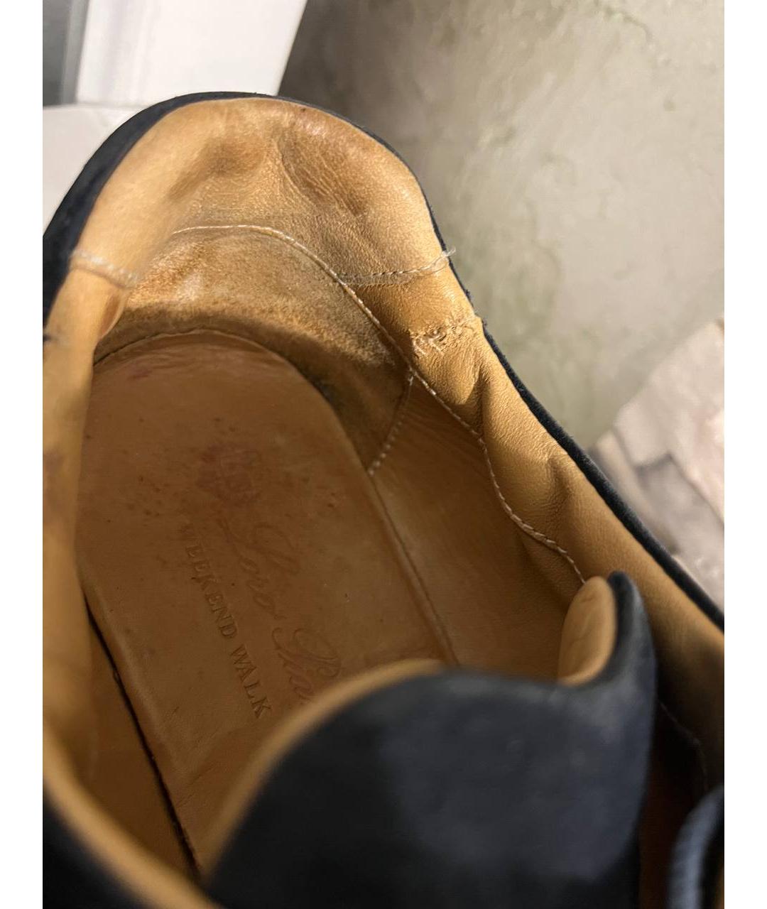 LORO PIANA Темно-синие кожаные низкие кроссовки / кеды, фото 9