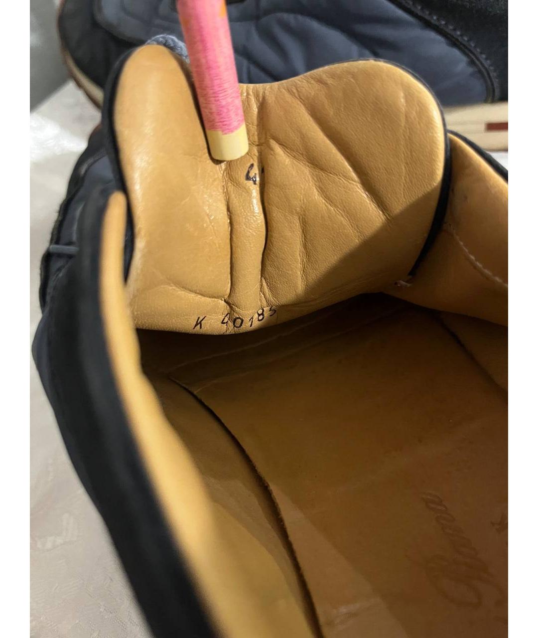 LORO PIANA Темно-синие кожаные низкие кроссовки / кеды, фото 8