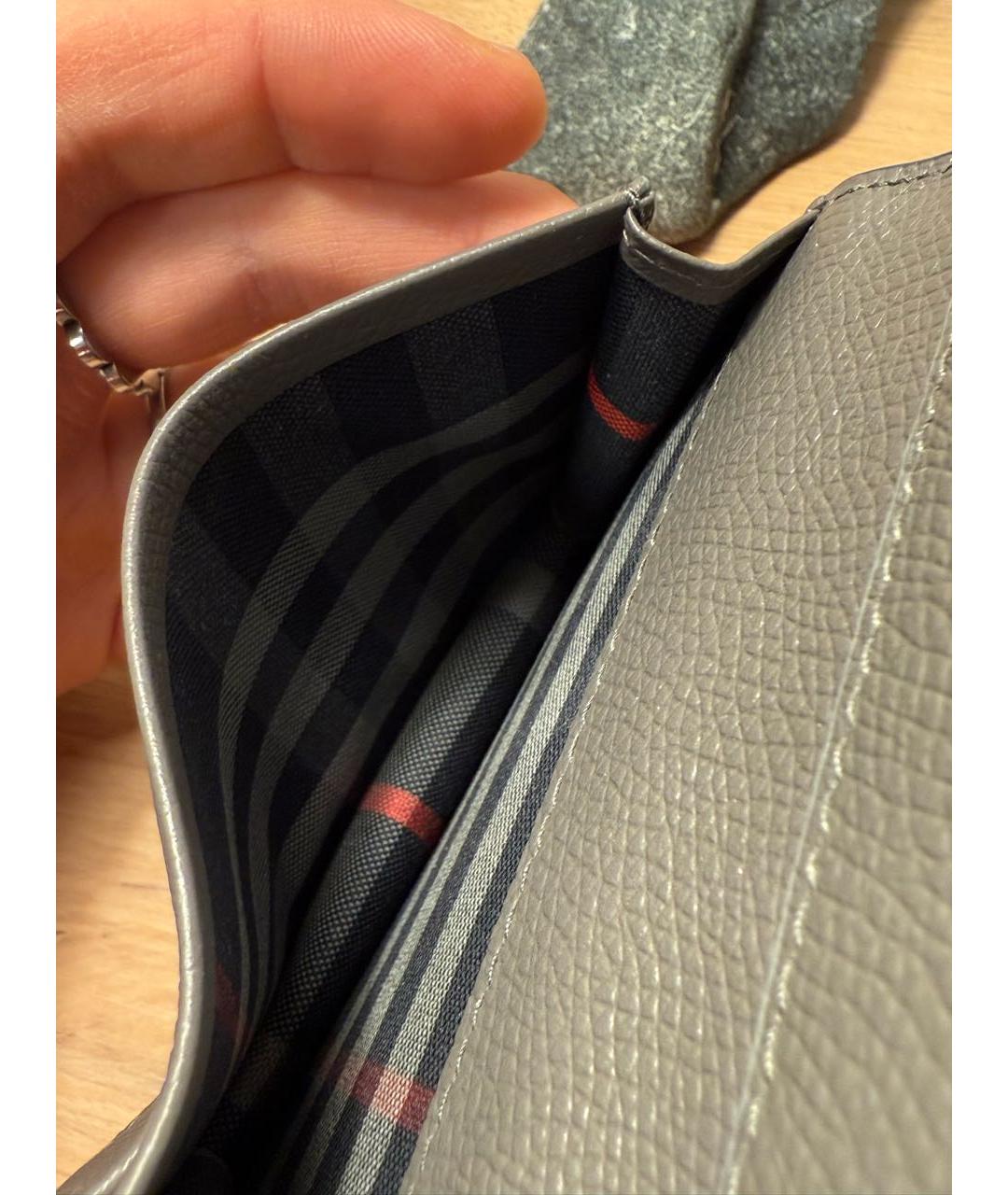 BURBERRY Серый кожаный кардхолдер, фото 2