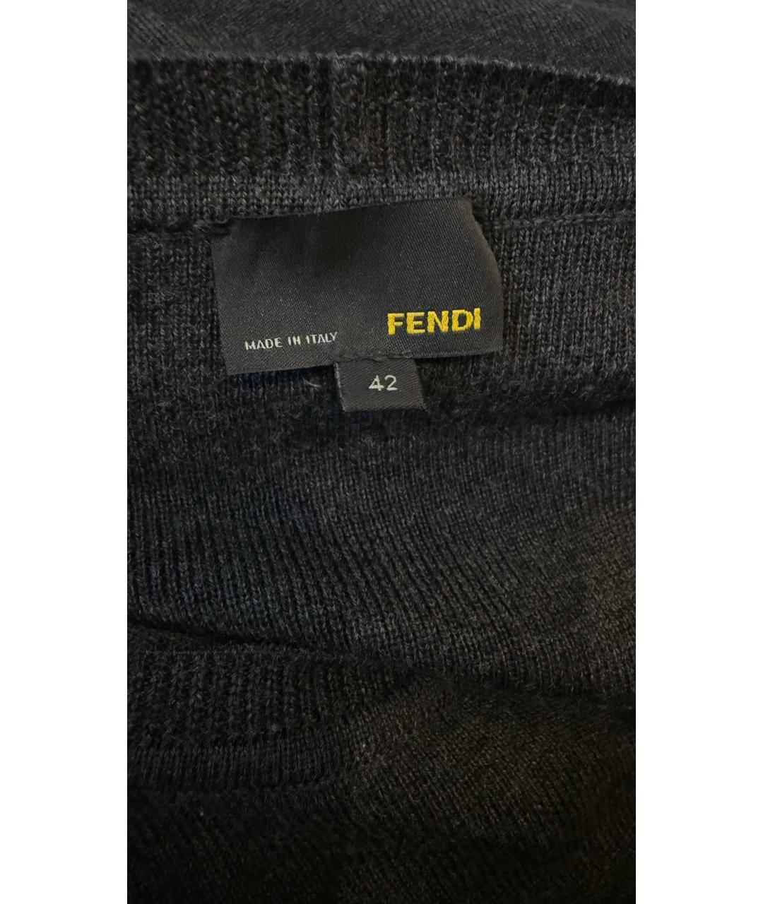 FENDI Черное шерстяное повседневное платье, фото 3
