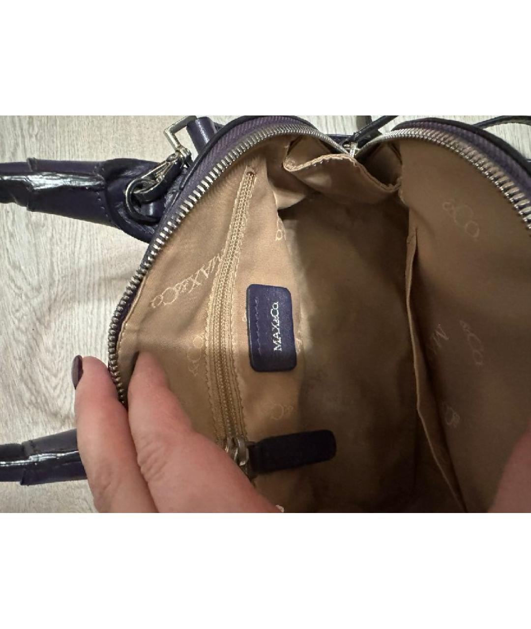 MAX MARA Фиолетовая кожаная сумка с короткими ручками, фото 4