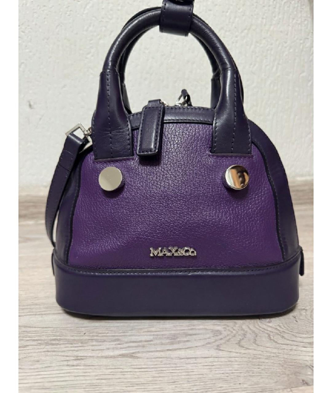MAX MARA Фиолетовая кожаная сумка с короткими ручками, фото 6