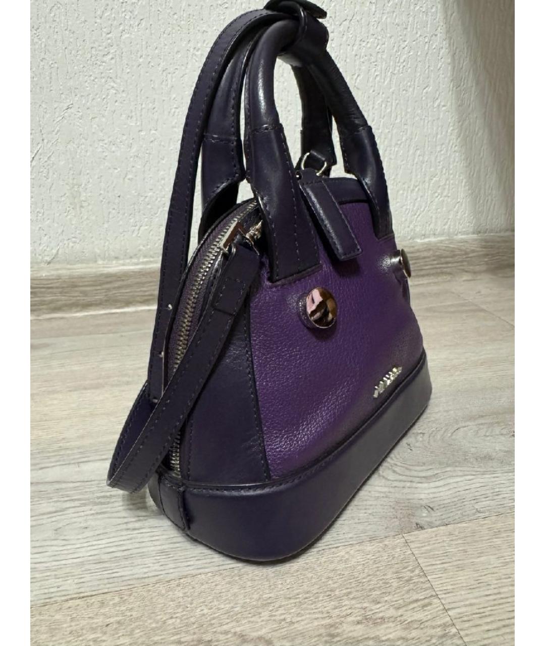 MAX MARA Фиолетовая кожаная сумка с короткими ручками, фото 2