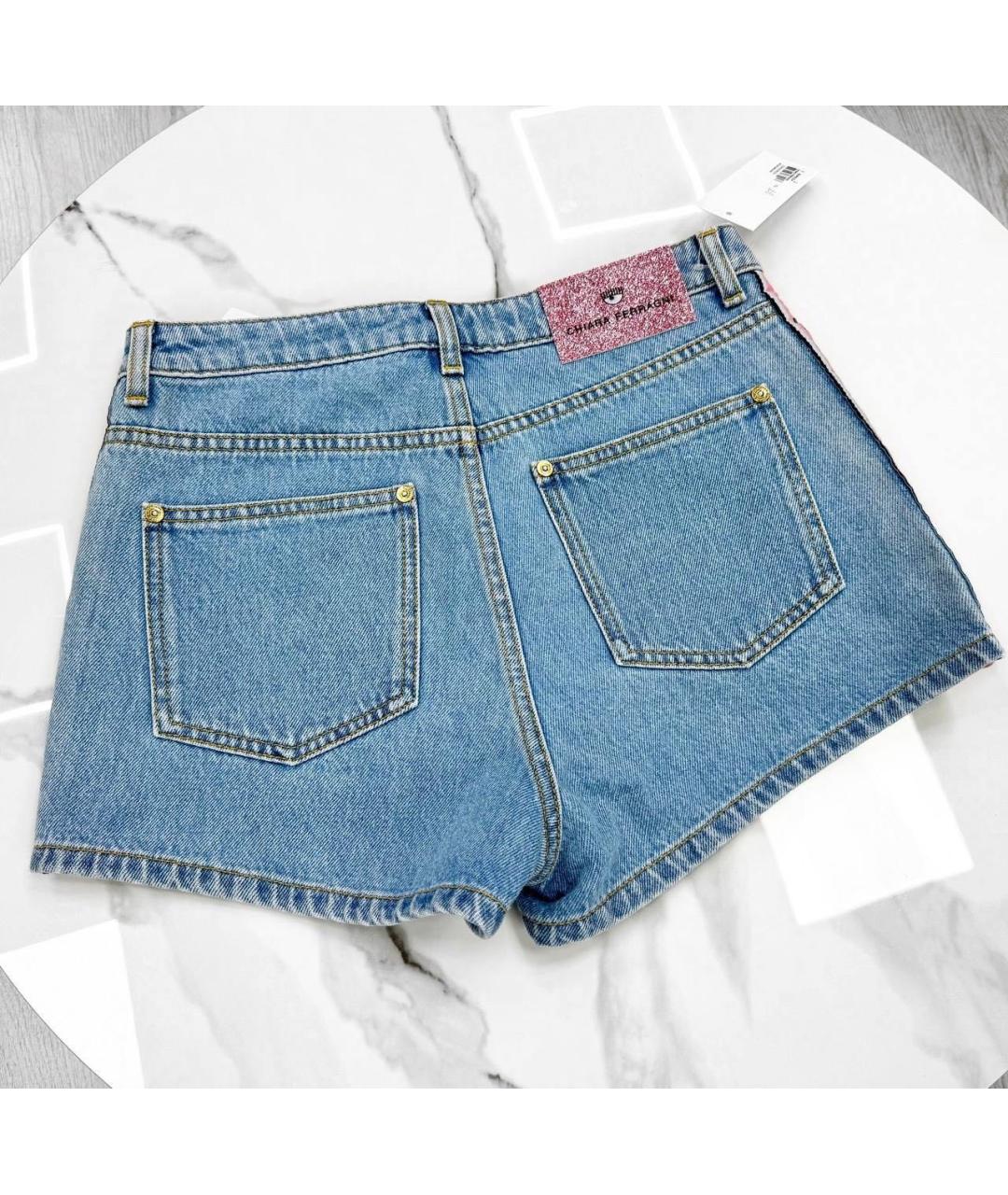 CHIARA FERRAGNI Голубые деним шорты, фото 5