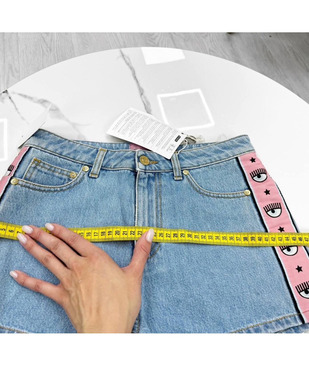 CHIARA FERRAGNI Голубые деним шорты, фото 3