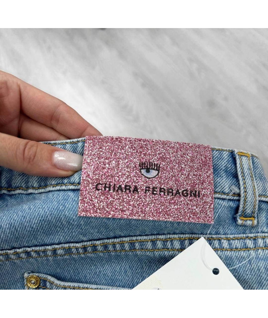 CHIARA FERRAGNI Голубые деним шорты, фото 4