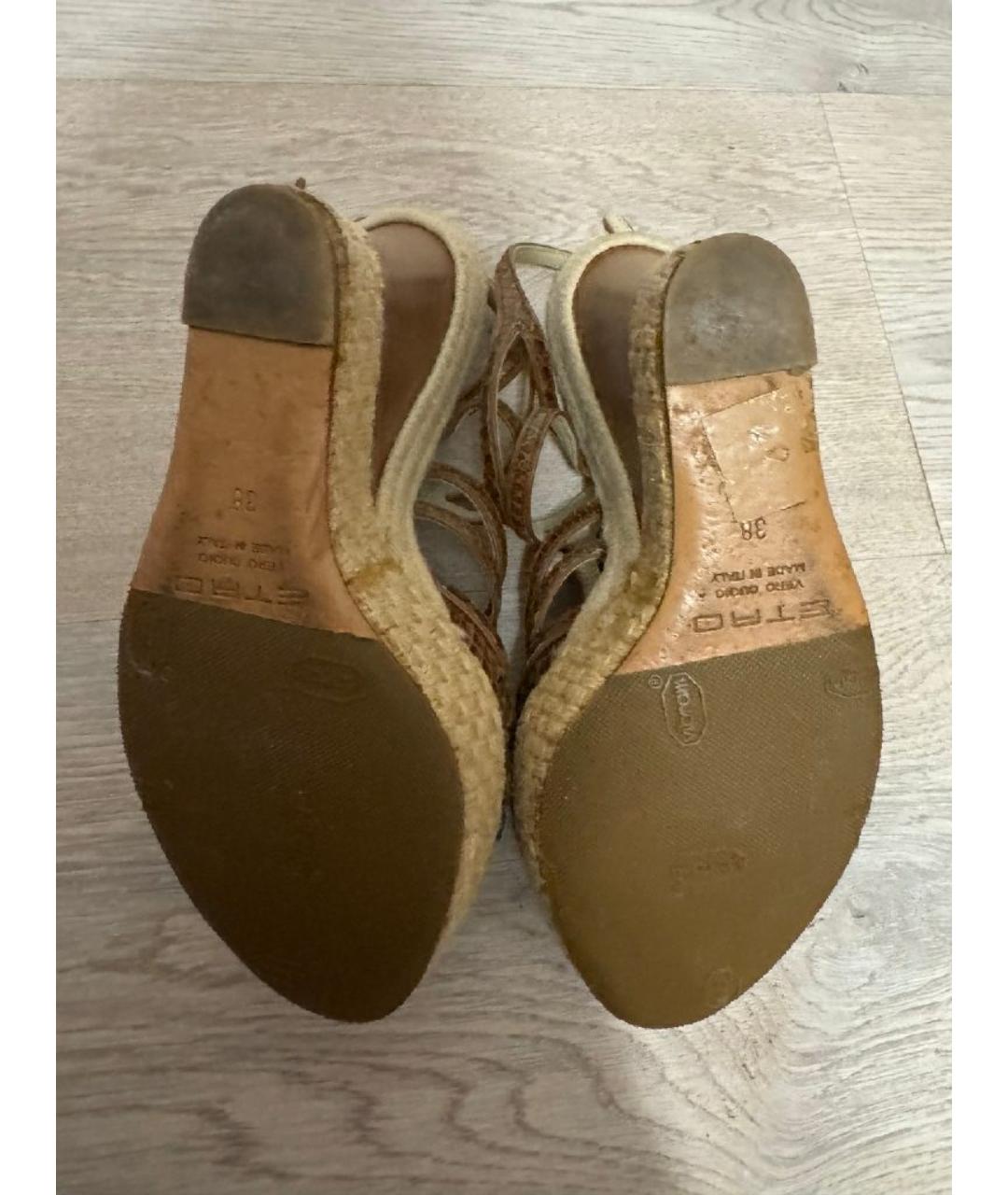 ETRO Коричневые кожаные босоножки, фото 5