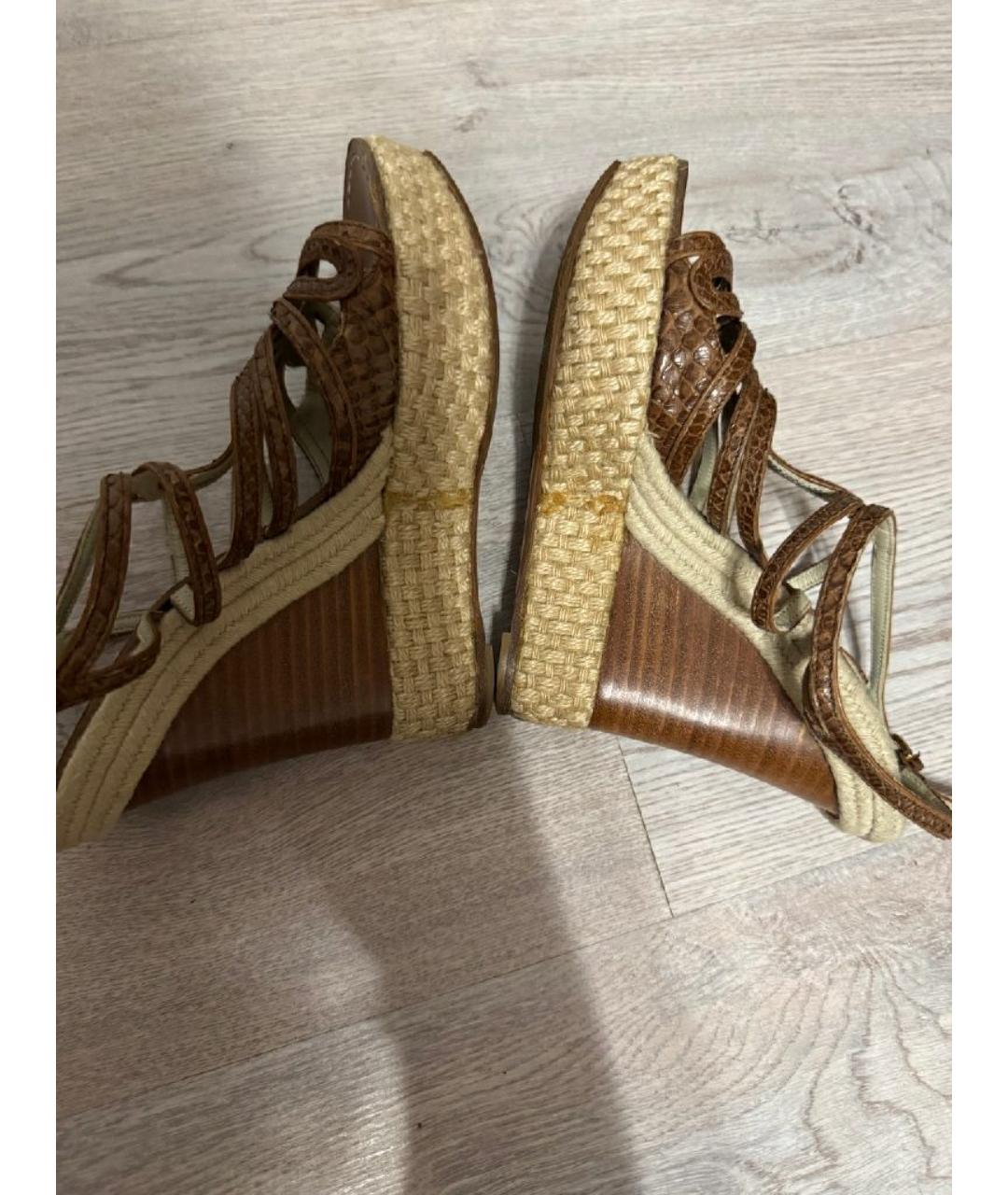 ETRO Коричневые кожаные босоножки, фото 3