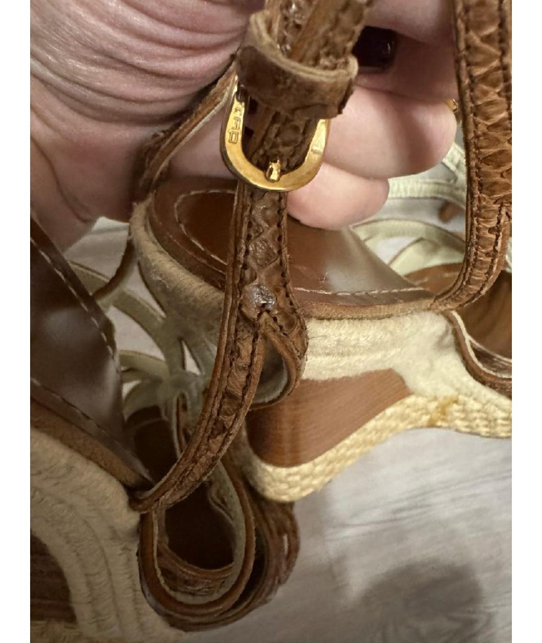 ETRO Коричневые кожаные босоножки, фото 6