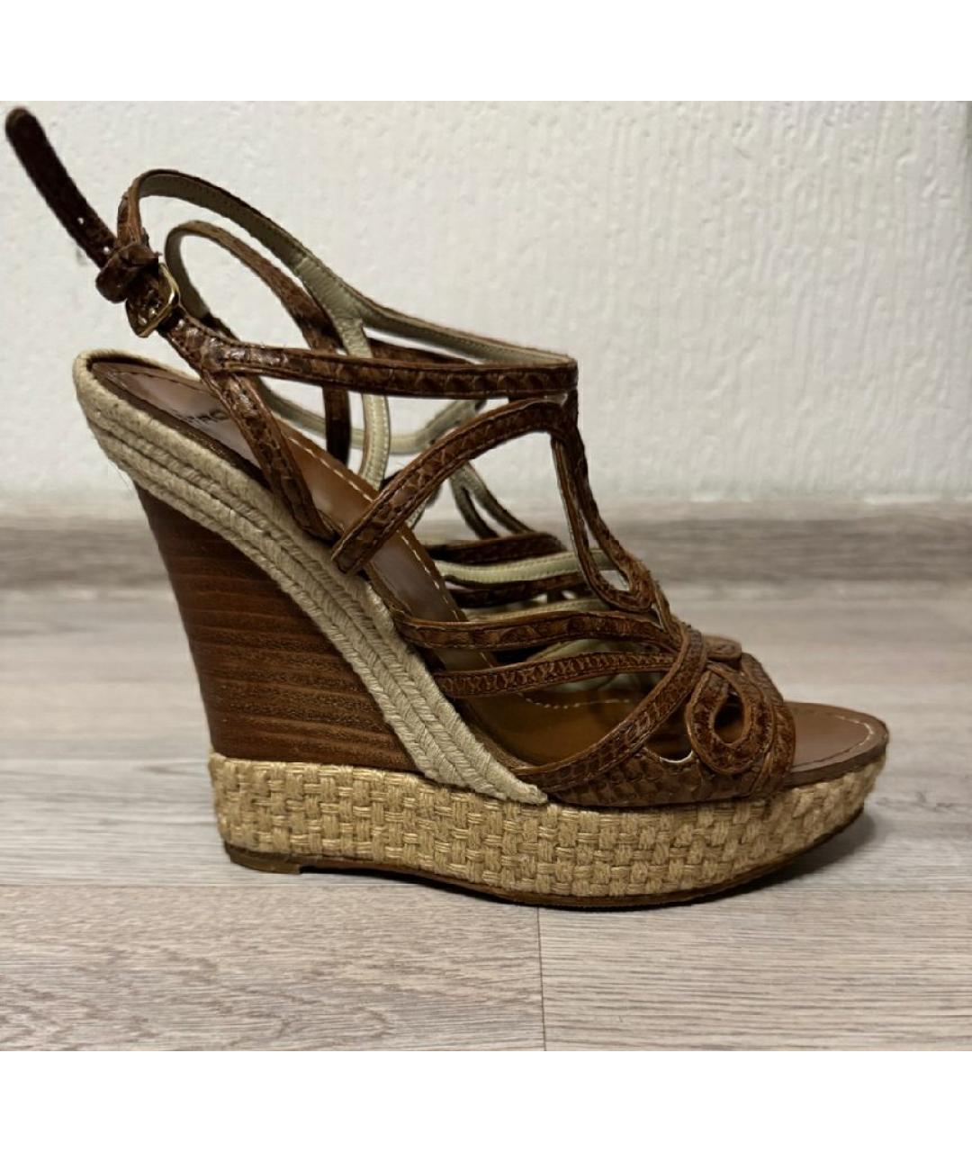 ETRO Коричневые кожаные босоножки, фото 7