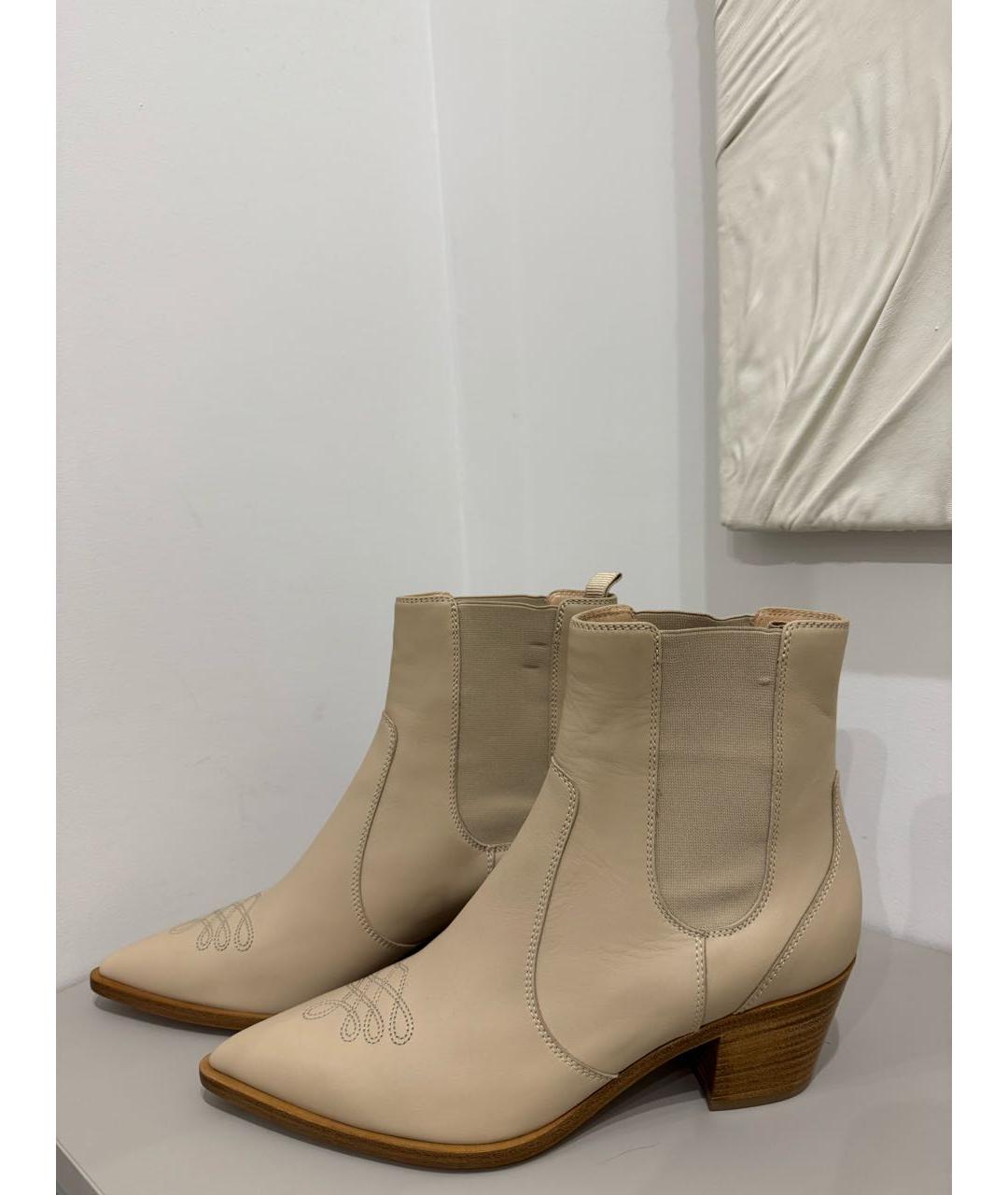 GIANVITO ROSSI Бежевые кожаные ботинки, фото 5