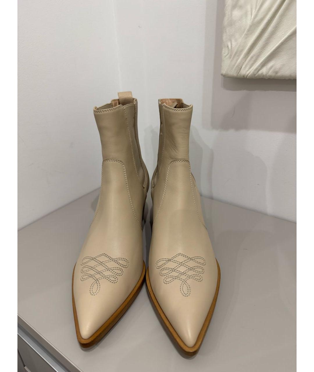 GIANVITO ROSSI Бежевые кожаные ботинки, фото 2