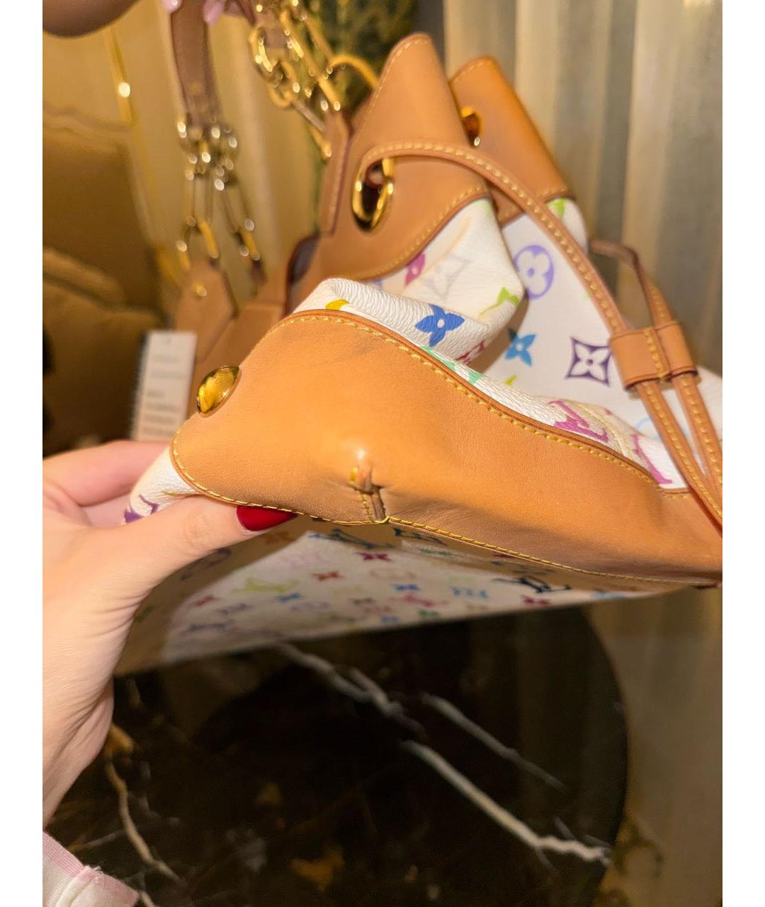 LOUIS VUITTON Белая кожаная сумка тоут, фото 5