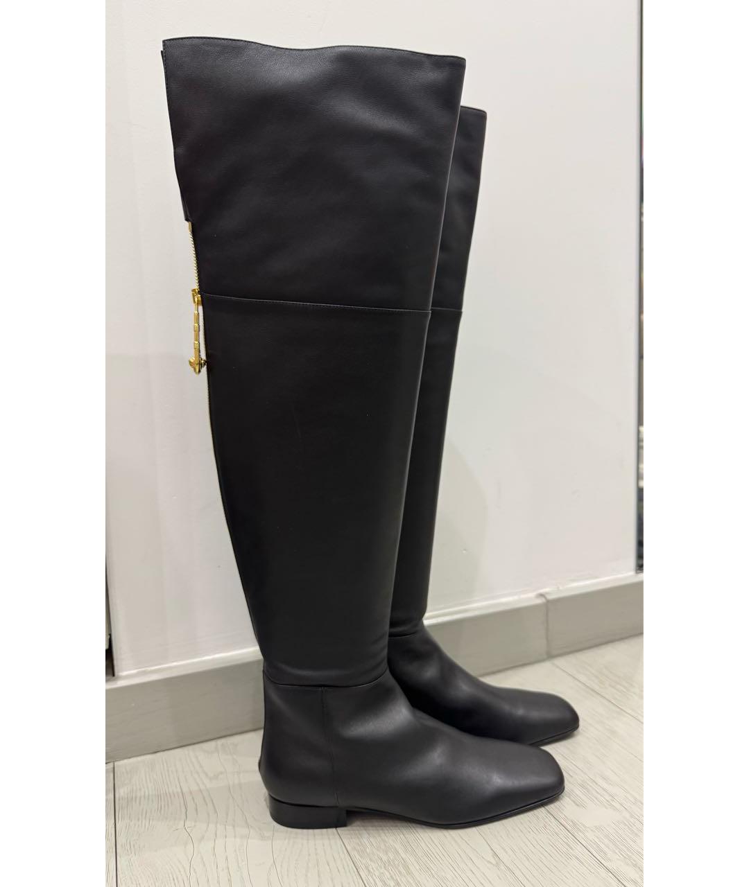 VERSACE Черные кожаные ботфорты, фото 5