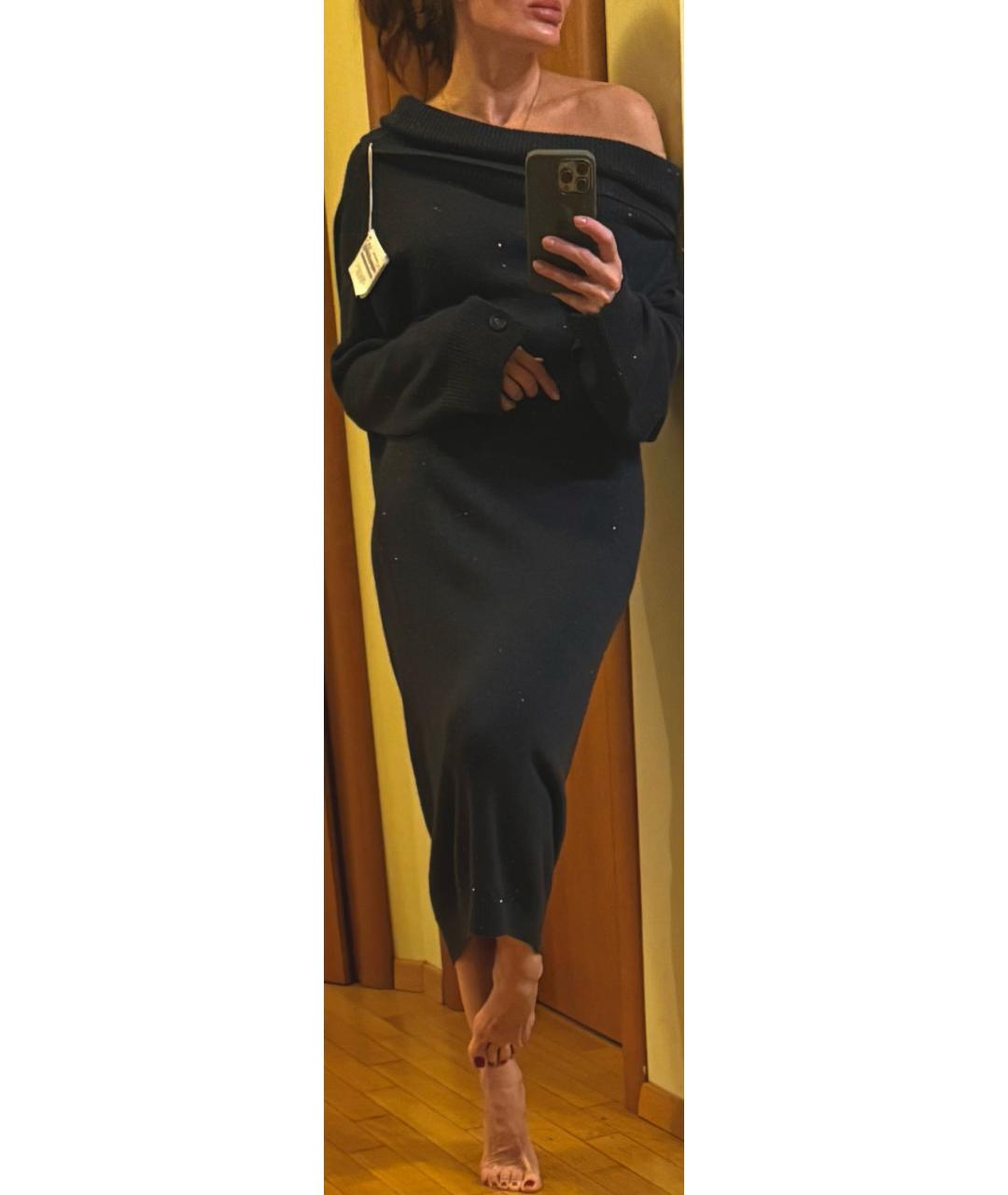 BRUNELLO CUCINELLI Темно-синее кашемировое повседневное платье, фото 5