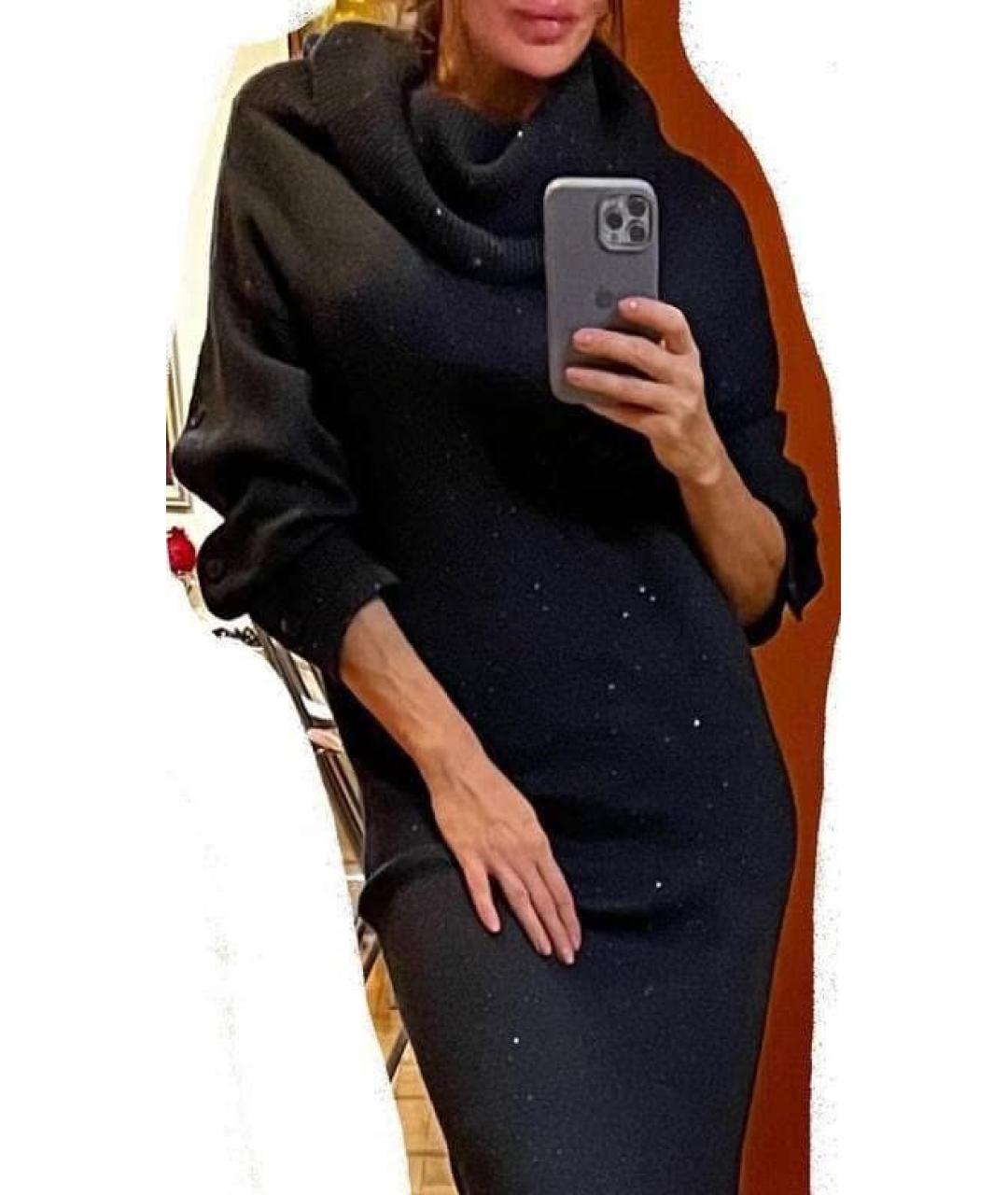 BRUNELLO CUCINELLI Темно-синее кашемировое повседневное платье, фото 4