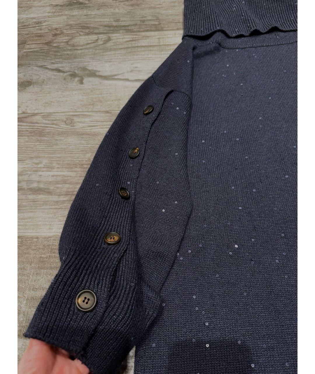 BRUNELLO CUCINELLI Темно-синее кашемировое повседневное платье, фото 3