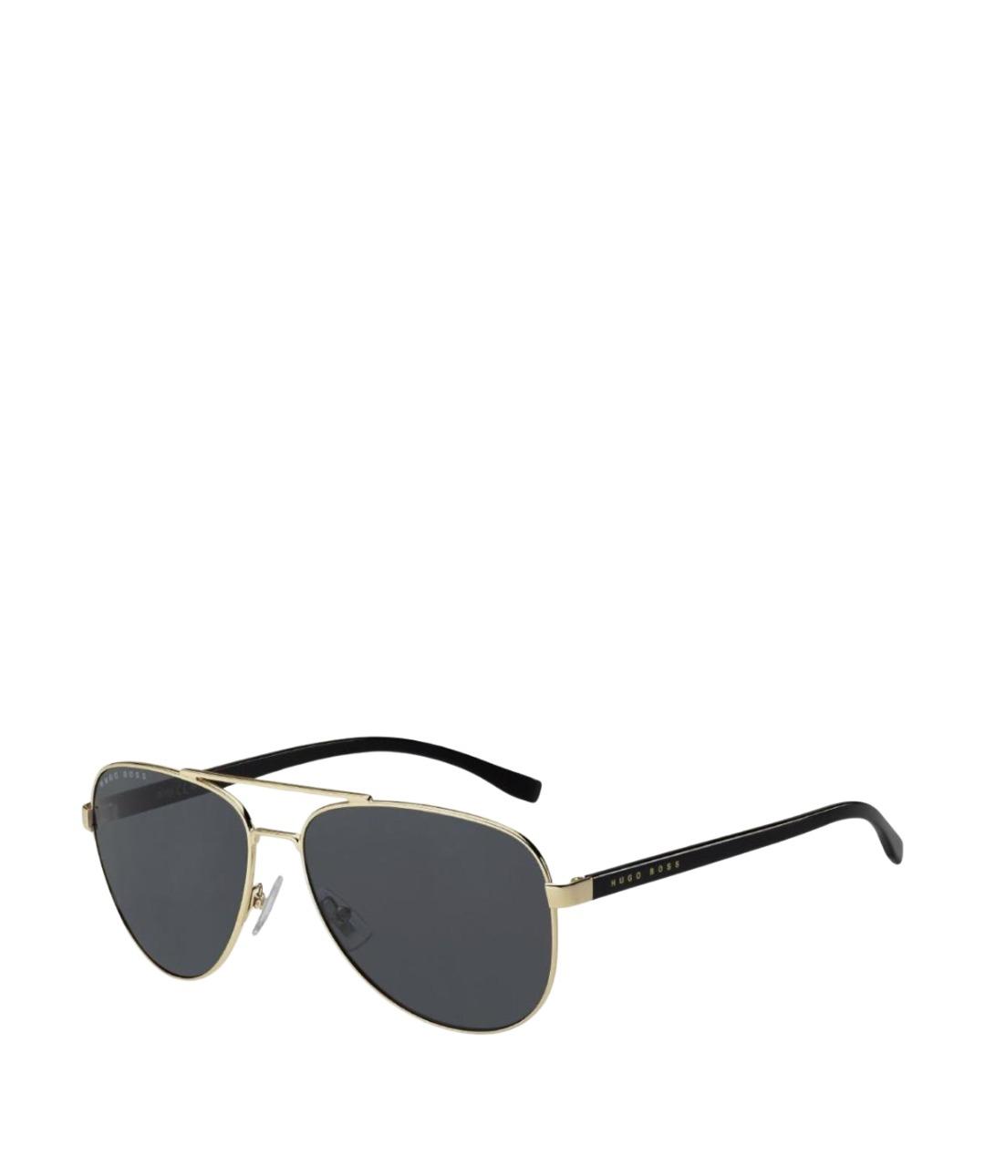 HUGO BOSS Золотые металлические солнцезащитные очки, фото 1