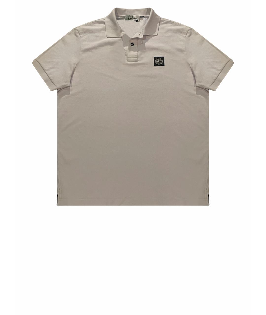 STONE ISLAND Белое хлопковое поло с коротким рукавом, фото 1