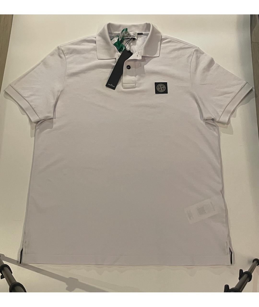 STONE ISLAND Белое хлопковое поло с коротким рукавом, фото 3