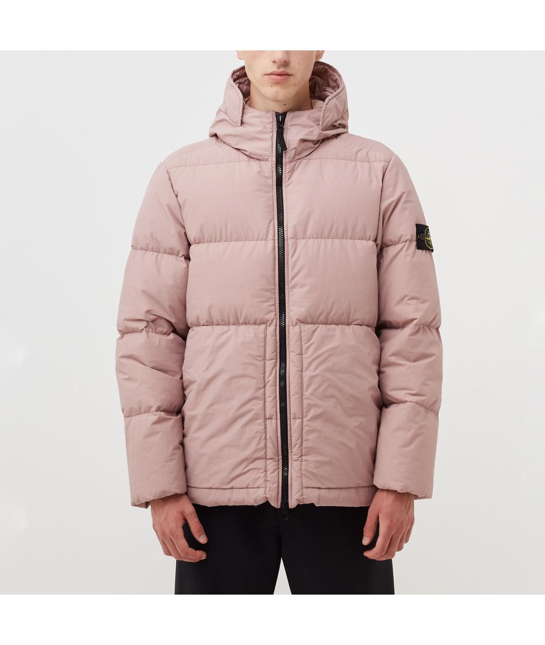 STONE ISLAND Розовый полиамидовый пуховик, фото 9
