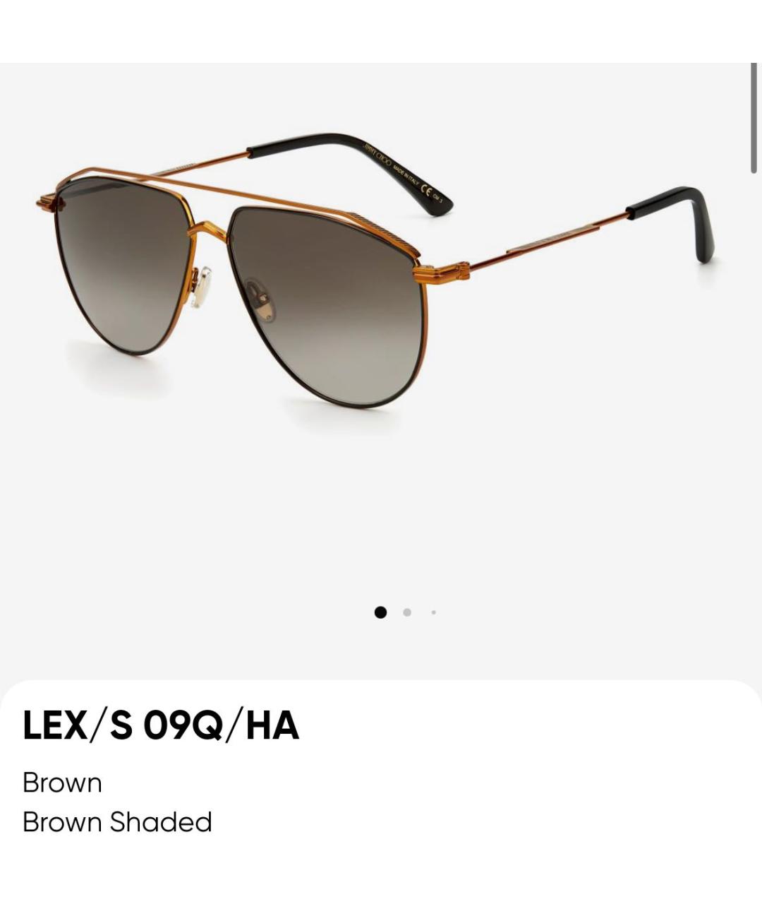 JIMMY CHOO Коричневые металлические солнцезащитные очки, фото 7