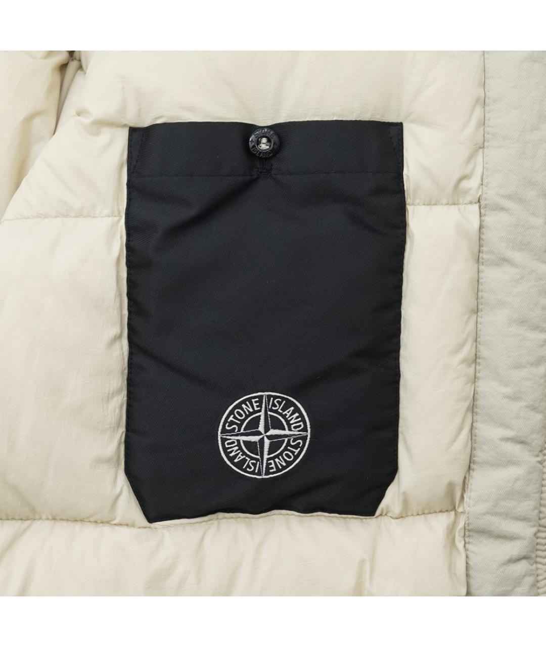 STONE ISLAND Бежевый полиамидовый пуховик, фото 7