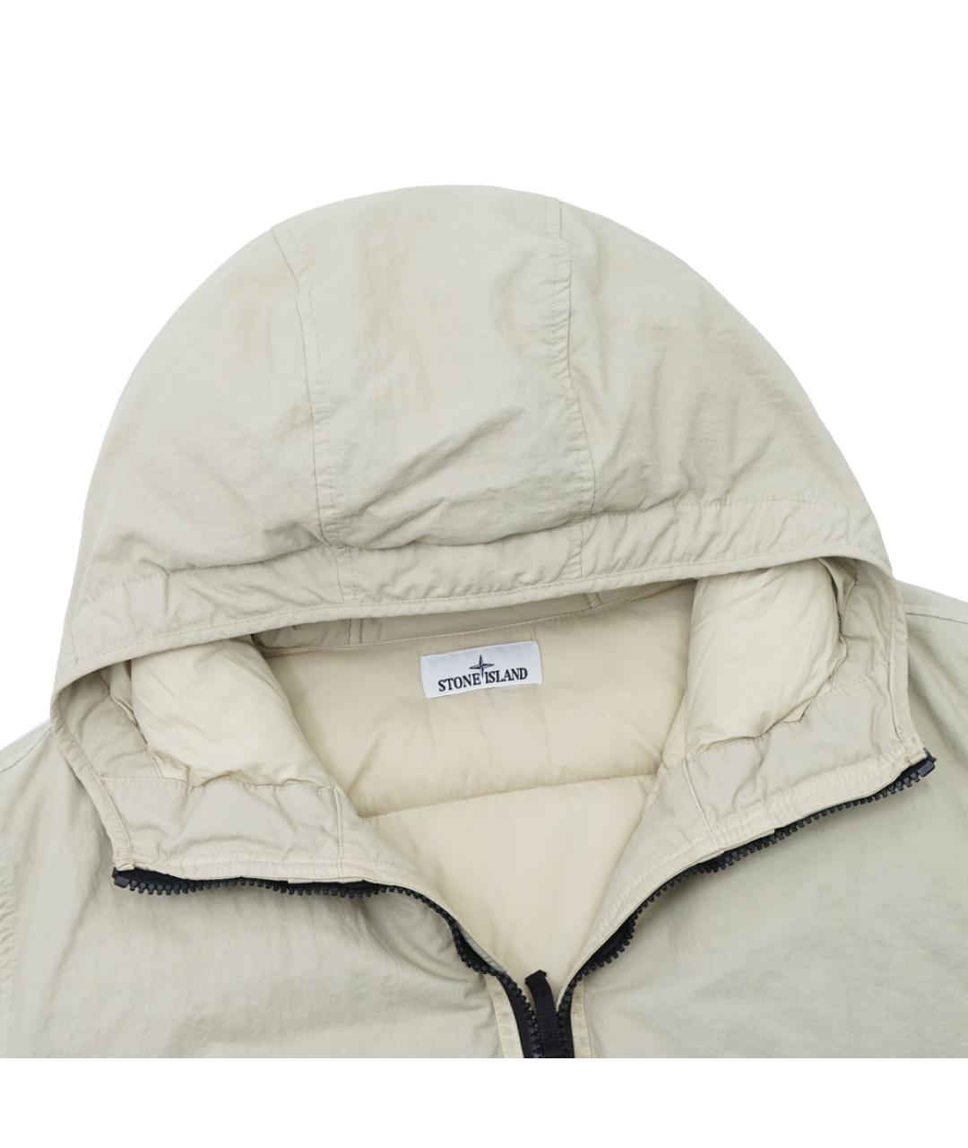 STONE ISLAND Бежевый полиамидовый пуховик, фото 2