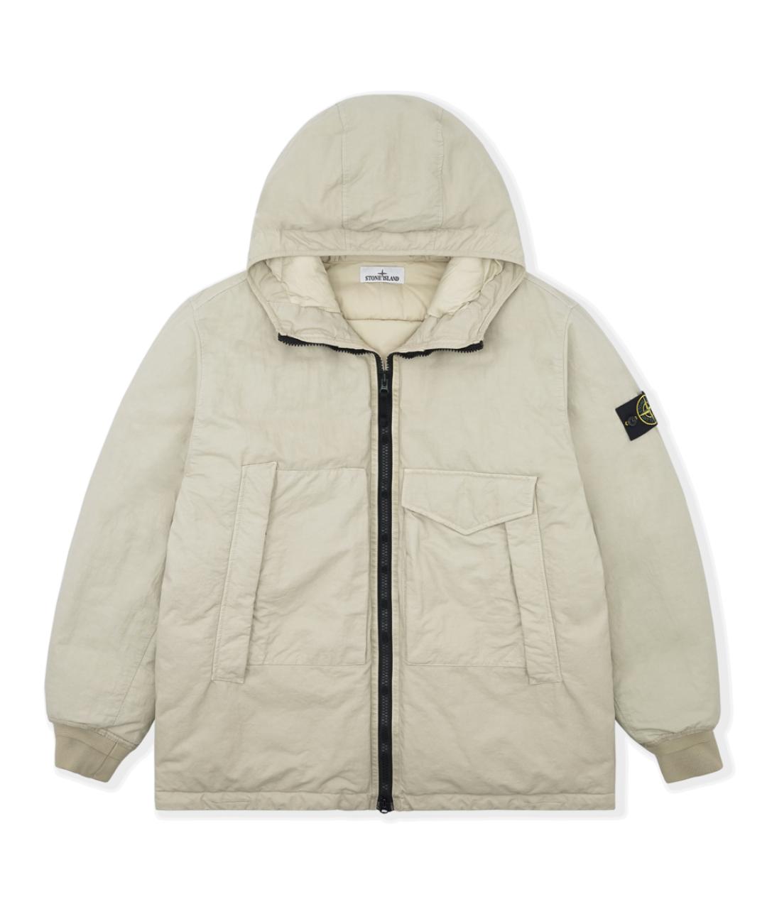 STONE ISLAND Бежевый полиамидовый пуховик, фото 1