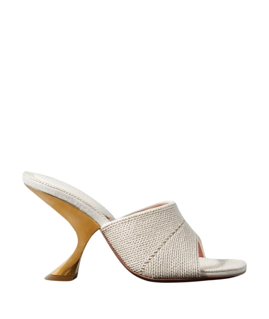 Amina Muaddi Бежевые текстильные мюли, фото 1