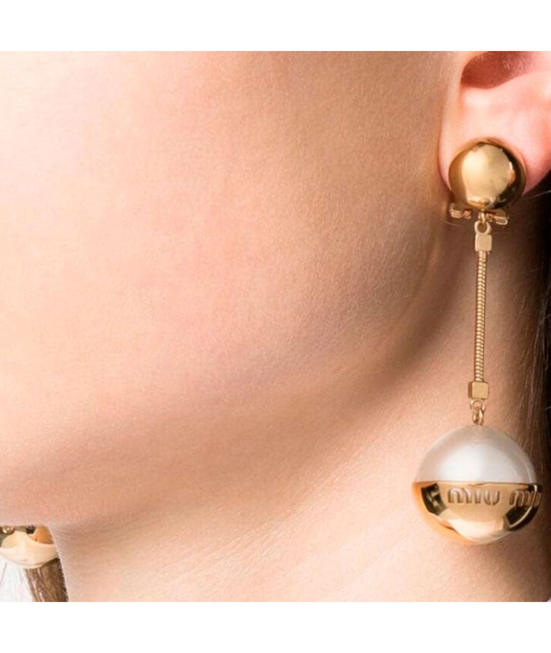 MIU MIU Золотые металлические серьги, фото 2