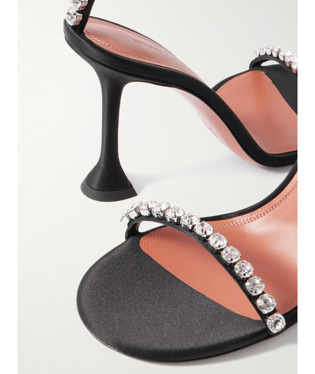 Amina Muaddi Черные кожаные босоножки, фото 3