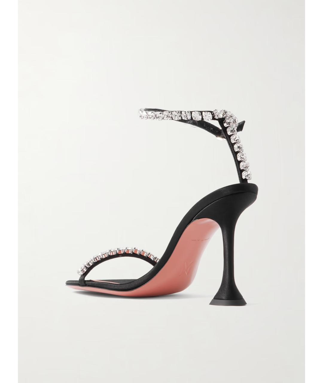 Amina Muaddi Черные кожаные босоножки, фото 4