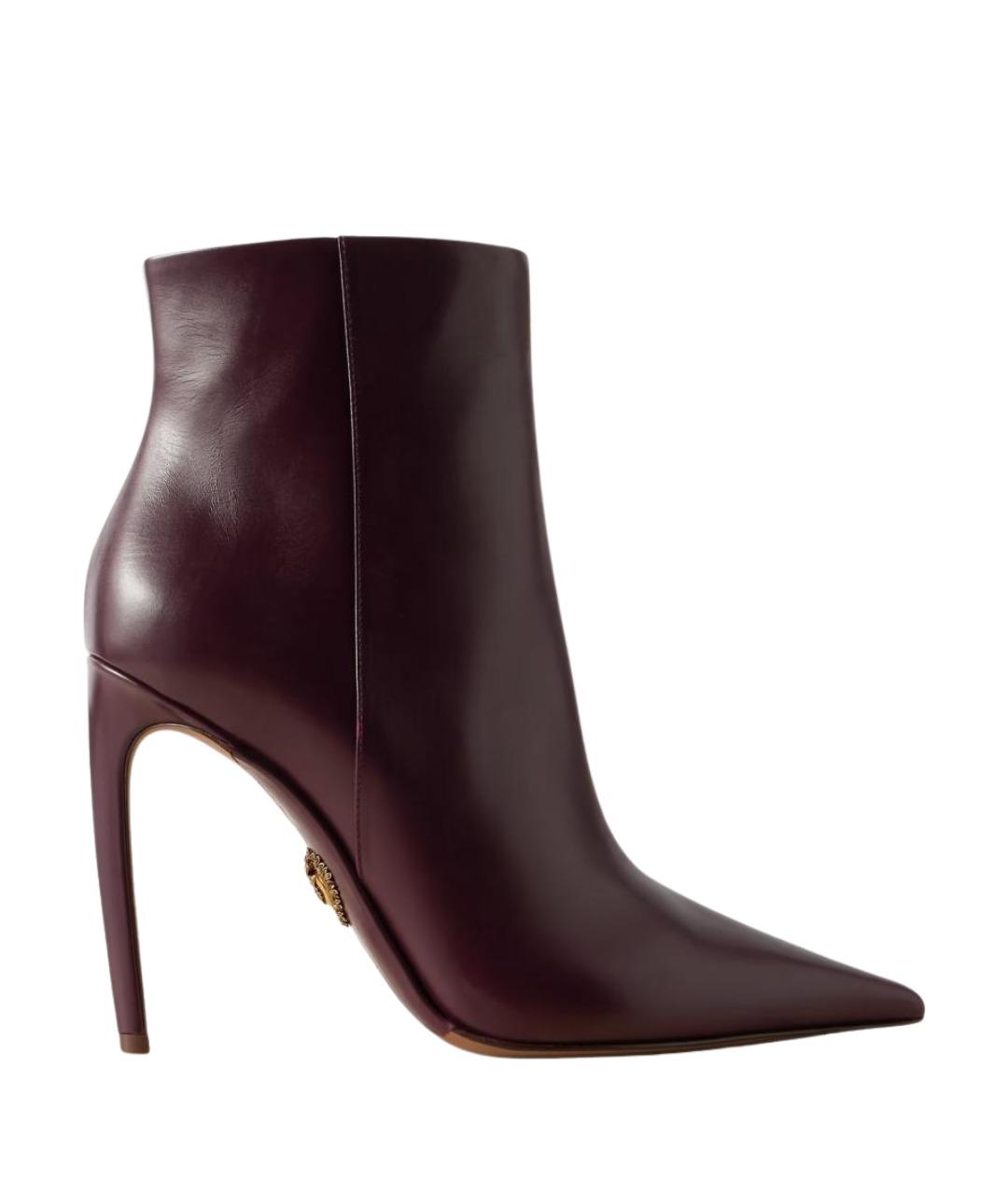 DOLCE&GABBANA Бордовые кожаные ботильоны, фото 1