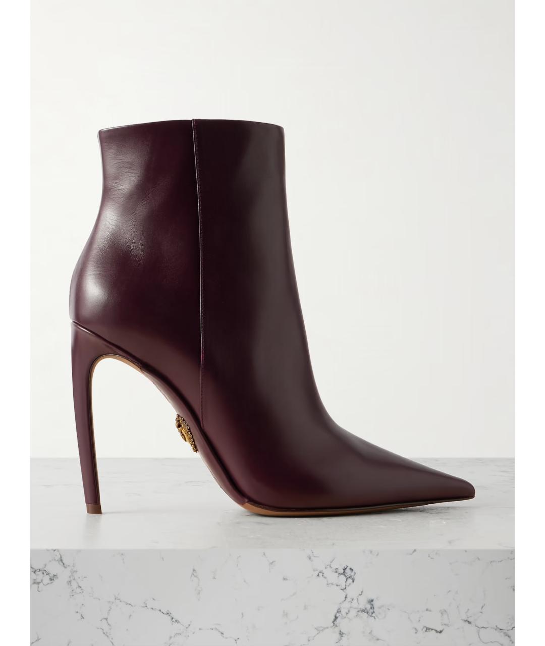 DOLCE&GABBANA Бордовые кожаные ботильоны, фото 5