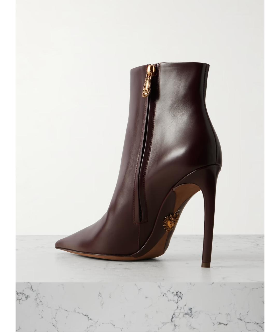 DOLCE&GABBANA Бордовые кожаные ботильоны, фото 3