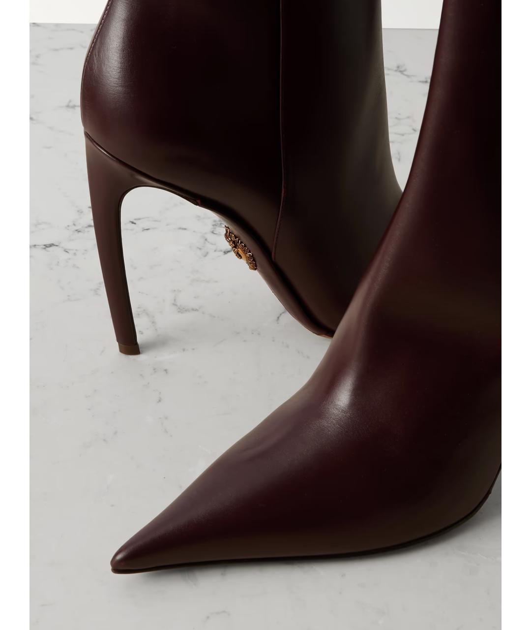 DOLCE&GABBANA Бордовые кожаные ботильоны, фото 4